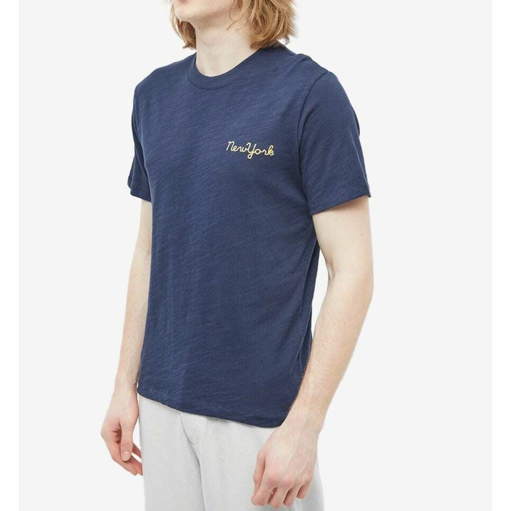 Rag & Bone Graphic T-Shirt Mens Large Blue New York‎ Industries Slub Cotton Tee